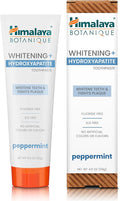 Himalaya Botanique Peppermint Whitening+ Hydroxyapatite (nHA) Toothpaste, Whiter Teeth & Fresher Breath with Hydroxyapatite Support & Peppermint Flavor, Fluoride Free, SLS Free, & Vegan, 4.0 oz (113g)