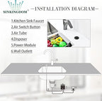 Garbage Disposal SinkTop Air Switch Kit with Long Button,Brass Made Cover,UL,Matte Black