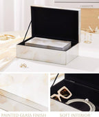 Homde Glass Decorative Storage Box: Set of 2 Boxes for Home Decor - Large Organizer with Lids for Decorations