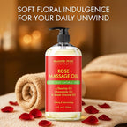 MAJESTIC PURE Rose Massage Oil for Massage Therapy - Refreshing, and Relaxing - Natural Oils - for All Skin Types - Men and Women - 8 fl oz