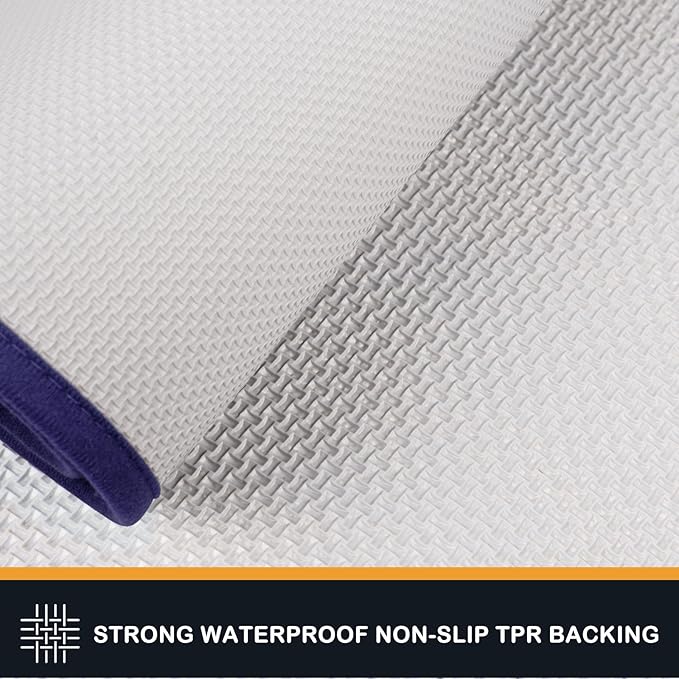 PURRUGS Dirt Trapping Door Mat 32" x 70", Non-Slip/Skid Machine Washable Entryway Rug, Dog Doormat, Super Absorbent Welcome Mat for Muddy Wet Shoes and Paws, Navy Blue