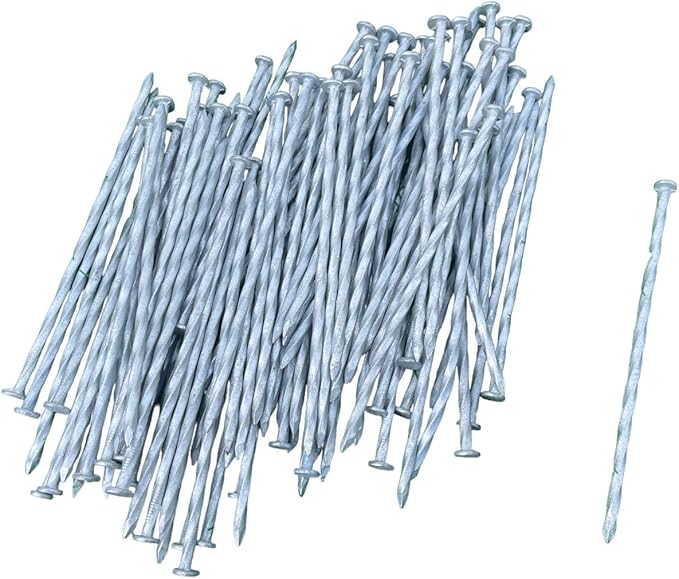 Sandbaggy 6 inch Galvanized Landscape Edging Spikes - Spiral Landscape Nails - 7 Gauge Steel - Great for Hard Rocky Soil - Also Great for Paver Edging, Artificial Turf, Landscape Fabric (400, 6 inch)