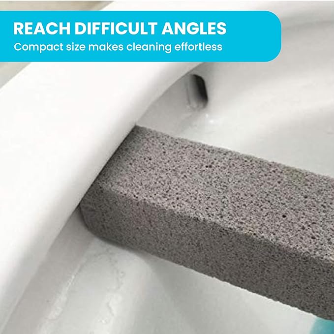 Pumice Stone Toilet Bowl Cleaner | Long Handle & Eco-friendly Screw-on Pumice Stones | Scouring Stick for Toilet Cleaning, Stain Removal on Toilets, Grills, Tiles, Grout & Pools | 3 Pack