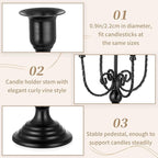 Sziqiqi Candelabra Black Candle Holders - 5 Arms Candlestick Centerpiece for Tables Vintage Candleholder Stand for Halloween Thanksgiving Decor