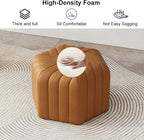 homary 18.5" Hexagonal Pouf Ottoman Upholstered, Velvet Footrest Rest Stools Modern Sofa Footrest Entryway Shoe Changing Stool, Low Coffee Table Footstool for Living Room/Bedroom/Entrway-Brown