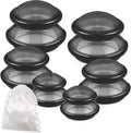 TrelaCo 6 Pcs Cupping Kit for Massage Therapy 3 Sizes Silicone Cupping Set Chinese Massage Therapy for Studio Household Cellulite Joint Pain Muscle Pain(Clear Black)
