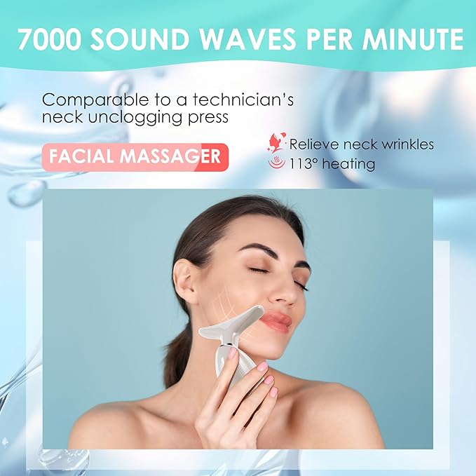 Facial Massager Red-Light-Therapy-for-Face and Neck, Face 𝖲 culpting Wand with 7 Color (Champagne)