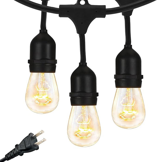 Brightech Ambience Pro Incandescent Outdoor String Lights - Commercial Grade Waterproof Patio Lights with 24 Ft Dimmable Edison Bulbs, Porch String Lights for Patio, Backyard, Christmas - 7 Bulbs 11W