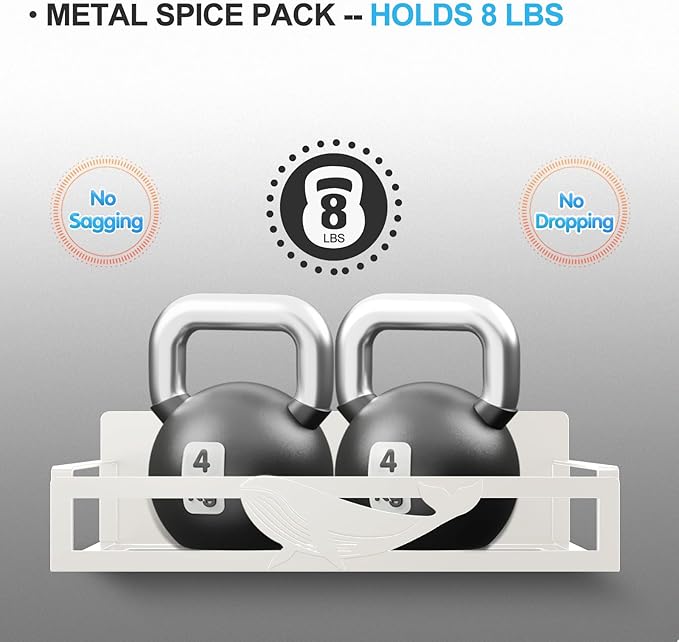Magnetic Spice Rack for Refrigerator, 4-Pack Metal Seasoning Organizer for Kitchen Storage Organization, Space Saving Magnetic Shelf for Fridge, Pantry, Laundry Room, White