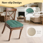 Non Slip Chair Cushions for Dining Chairs Set of 4 Kitchen Chair Cushions 18"x18"x3" Turfted Chair Pads Comfortable and Soft Seat Cushion with Ties, Dark Green