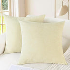 CaliTime Throw Pillow Covers Decorative 20 X 20 Inches Pack of 2 Cozy Chenille Cushion Cases for Couch Sofa Bed Living Room Home Beige