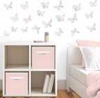 SAOROPEB 3D Wall Decor - 48 Pcs, 4 Styles, 3 Sizes - Laser Pink Butterfly Decorations for Birthday Parties, Removable Stickers
