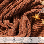 lifein Throw Blanket for Couch, Soft Boho Decor Bed Throw,Cozy Burnt Orange Chenille Knitted Small Farmhouse Lightweight Throw for Spring(Rust,60 * 80")