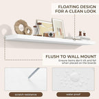 RICHFOCUS 72Inch Floating Shelves for Wall 2 Pack Shelves for Bedroom|Kitchen|Bathroom Wall Mounted Rustic Wood Floating Shelf with Invisible Brackets for Books|Storage|Decor, White