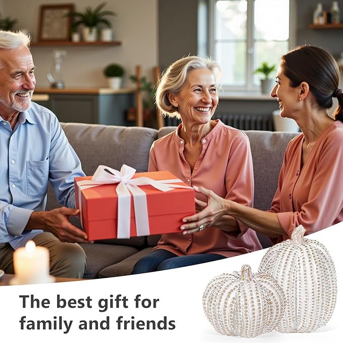 2Pcs Halloween Pumpkin Artificial Resin Pumpkins Decor for Mantel Harvest Autumn Tabletop Decoration Gold Fall Pumpkin Decorations Thanksgiving Table Centerpieces (Set A, ONE Size)