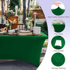 ABCCANOPY 6 FT Forest Green Spandex Table Cover Stretch Fitted Wrinkle Resistant Tablecloth Reuse for Rectangular Folding Table Patry Event Wedding Banquet Protector