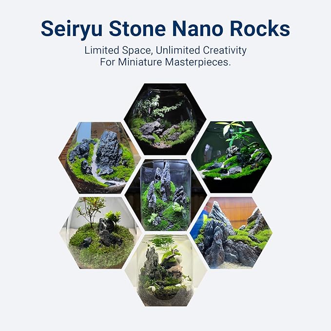 Natural Rocks Seiryu Stones Aquariums Stones for Aquascaping, Aquariums, Terrariums, Vivariums Decorative Stone,Reptile Enclosures,Paludariums,and Gardens-10LB（2 to 7 inch）