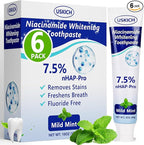 7.5% Nano Hydroxyapatite Toothpaste,6 Pack Fresh Breath Toothpaste for Remineralizing Enamel & Sensitive Relief,Whitening,Antiplaque,Natural Peppermint,Fluoride-Free