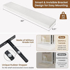 fuqing Floating Shelves for Wall, Bathroom Shelf Wall Mounted for Storage, Shelves with Invisible Bracket for Bedroom, Kitchen, Living Room, Farmhouse Small Book Shelf, 40 Inch Set of 2, White