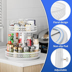 Lazy Susan Organizer 2 Tier - Turntable Spice Rack 12 inch Adjustable Metal Rotating Lazy Susan for Cabinet Pantry Kitchen Countertop Dining Table Cupboard Bathroom Vanity Storage White