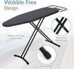 Ironing Board 48" x 15" with Retractable Iron Rest, RAINHOL Heavy Duty Full Size Iron Board, Sturdy Wide Frame with Thick Padding Cover, Height-Adjustable, Black