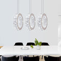 Buccleuch 3-Ring Crystal Chandelier, Dimmable LED Pendant Light Fixture Adjustable Stainless Steel Pendant Light, Silver Crystal Chandeliers for Dining Room, Bedroom, Living Room