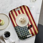Serving Trays with Handles, 14.5 x 9.8 inch Rectangular Plastic Tray for Restaurant, Kitchen, Vintage United States of America Flag