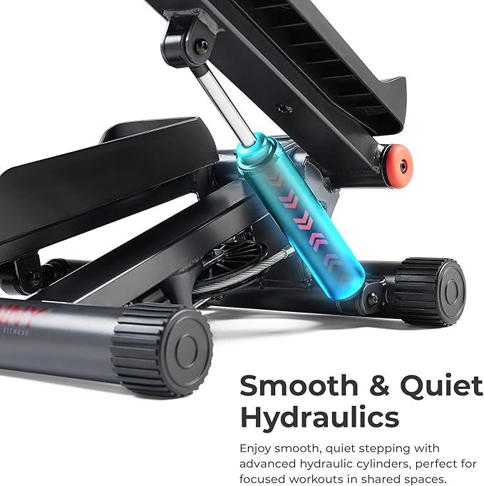 Sunny Health & Fitness Mini Stepper for Exercise at Home, Stair Step Workout Machine with Resistance Band and Over 300lb Weight Capacity, Optional Twist Motion and Free SunnyFit App Connection