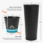 Worth Garden 2-Pack 28" H. Metal Planter with 2X Inside Pots - Hand-Hammered Texture Tall Narrow Tapered Plant Pots - Large Handcrafted Flower Pot for Indoor Outdoor, Deck, Patio, Front Porch (Black)