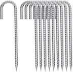 Rebar-Stakes-12-Inch, Ground Stakes Heavy Duty J-Hook Galvanized Anti-Rust Heavy Duty Ground Anchors for Garden Dog Fence Chicken Coop Christmas Decorations Deer Fence 12pcs