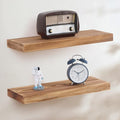 Fun Memories European Pine Floating Shelves for Wall, Mounted Shelf for Decor Storage Set of 2 - Natural Rustic Wooden Wall Shelf for Kitchen Bathroom Living Room Bedroom Farmhouse - Carbonized