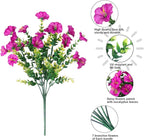 Artificial Flowers for Outdoors Fake Plants Outside Decoration, 12 Bundles Silk Colorful Morning Glory with Eucalyptus UV Resistant Realistic Faux Flowers for Planter Front Door Garden Yard