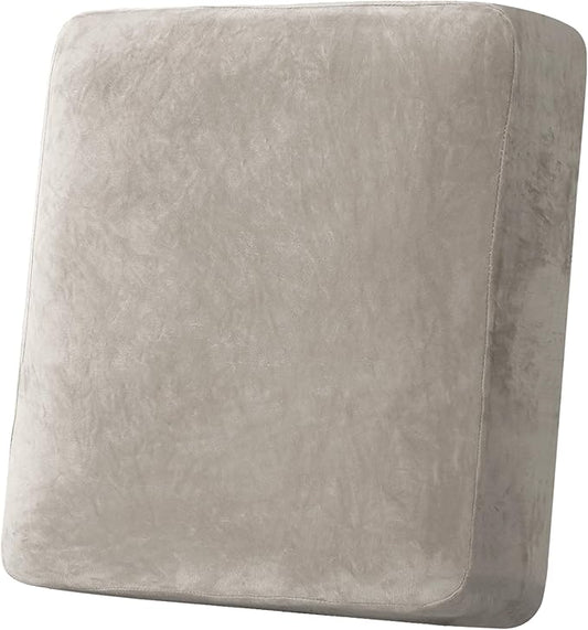 H.VERSAILTEX Velvet Stretch Couch Cushion Cover Plush Cushion Slipcover for Chair Cushion Furniture Protector Seat Cushion Sofa Cover (1 Piece Armchair Cushion Covers, Oatmeal)