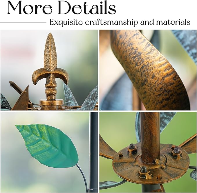 Wind Spinners for Yard and Garden, Wind Spinners Outdoor Metal Large 360 Degrees, Birthday Gifts for Women Family Outdoor Decor(Tulip 75'' x 14'')