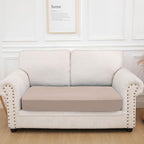 hyha Waterproof Couch Cushion Covers, Stretch Sofa Couch Seat Slipcover for Dog Washable, Non-Slip Waterproof Outdoor Cushion Covers for Patio Furniture Replacement (1 Piece for Medium, Taupe)