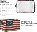 Storage Basket Bin Vintage Retro American Flag Organizer Basket Collapsible Shelf Basket Cube with handle for Nursery Bedroom Bathroom, one sizex1