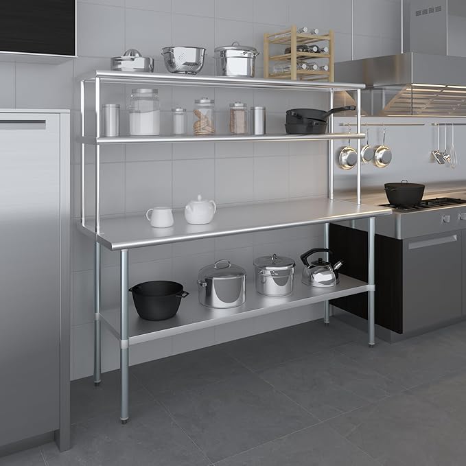 AmGood Double OverShelf Stainless Steel NSF - Many (72" Long x 14" Deep)