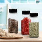 RoyalHouse - 6 Pack 14 Oz Plastic Spice Jars with Black Cap, Clear and Safe Plastic Bottle Containers with Shaker Lids for Storing Spice, Herbs and Seasoning Powders, BPA Free, Made in USA