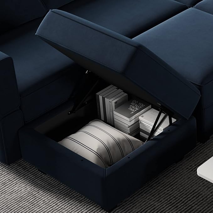 Belffin Modular Loveseat Sofa Couch with Storage Seats Velvet 2 Seater Love Seats for Small Spaces Blue
