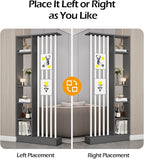 Wall Room Divider, Storage Cabinet Storage Display with Shelves, Modern Freestanding Wood Room Divider Screen, Wall Privacy Screens for Home Decorative (Grey+White,31.5" L x 9.5" W x 79.5" H)