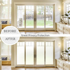HIDBEA Frosted Window Privacy Film Heat Control UV Blocking, Static Cling Non-Adhesive Reusable Door coverings for Bathroom Home Office (White Frosted 23.6 Inch x 6.5 Feet)