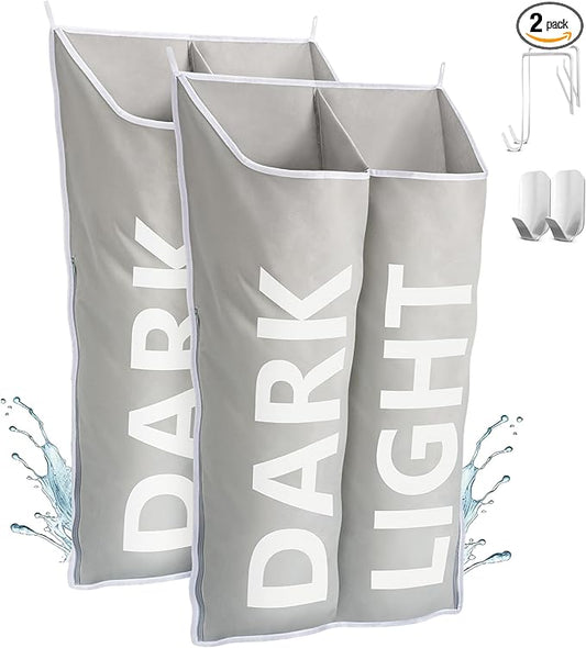 Hanging Laundry Hamper Bag XL 40x22", Space Saving over the Door Storage Bags, Behind the Door Hampers for Dirty Clothes & Wall Mounted Basket for Bathroom, Organizer for Small Room Spaces RV