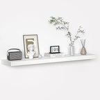Floating Shelves - 10.3 Inch Deep Wall Shelf for Decor & Storage - Wall Mounted Display Shelving with Invisible Heavy-Duty Metal Bracket - 48" W x 10.3" D x 1.8" H - Set of 1 - Rustic White