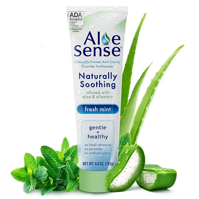 Fluoride Toothpaste, Naturally Soothing Toothpaste Sensitive Teeth and Gum Care with Aloe Vera, Allantoin & Fresh Mint Flavor, Gentle & Natural Toothpaste, ADA Approved (5-oz, 1 Count)