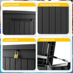 Vixzen 230 Gallon Resin Deck Box, Lockable Outdoor Storage Box for Patio Cushions Storage Furniture,Garden Tools, Pool Supplies, Weatherproof and UV Resistant- Black
