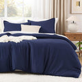 Litanika Navy Blue Twin/Twin XL Comforter Set, 2 Pieces Lightweight Solid Bedding Comforter Set, All Season Fluffy Bed Set (66x90In Comforter & 1 Pillowcase)
