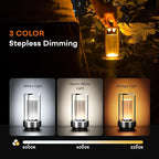 Portable Metal Table Lamp for Indoor/Outdoor ,Rechargeable Cordless LED Lamp, 3-Colour Infinitely Dimming Battery Powered Small Desk Lamp, Restaurant/Bedroom/Bar/Coffee/Camping Light (Grey Set of 2)