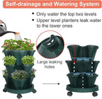 Vertical Planter 3 Tier Stackable Planters Garden Planters Strawberry Herb Flower and Vegetable Planter Indoor Outdoor Gardening Pots with Removable Wheels and Tools 2-Pack
