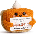 Crochet Pumpkin Pie – Fall Decor Handmade Knitted Mini Thank You Gift, Cute Appreciation Gift for Women, Daughter, Grandma Teacher, Coworker, Employee, Volunteer, Thanksgiving Desk Decor