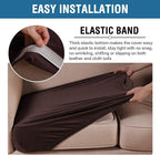 H.VERSAILTEX Velvet Stretch Couch Cushion Cover Plush Cushion Slipcover for Chair Loveseat Sofa Cushion Furniture Protector Seat Cushion Sofa Cover (2 Piece Medium Sofa Cushion Covers, Brown)